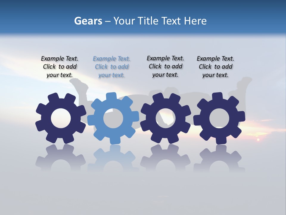 Two People Jumping Into The Air With A Sky Background PowerPoint Template