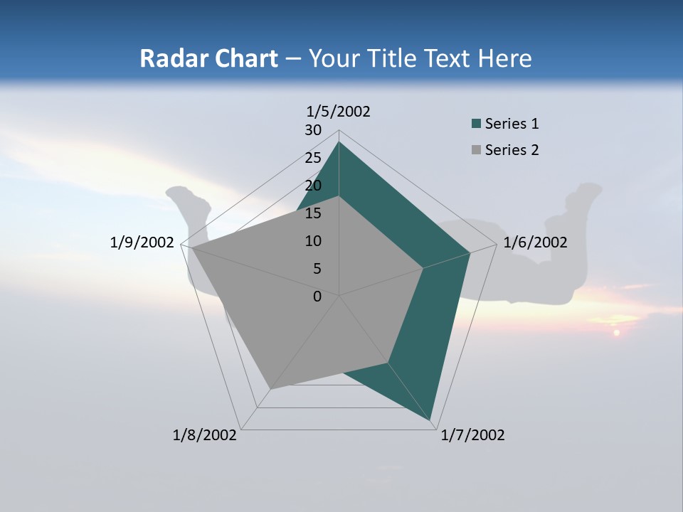 Two People Jumping Into The Air With A Sky Background PowerPoint Template