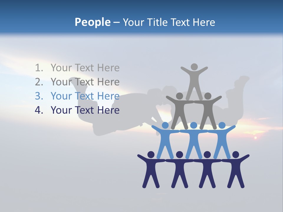 Two People Jumping Into The Air With A Sky Background PowerPoint Template