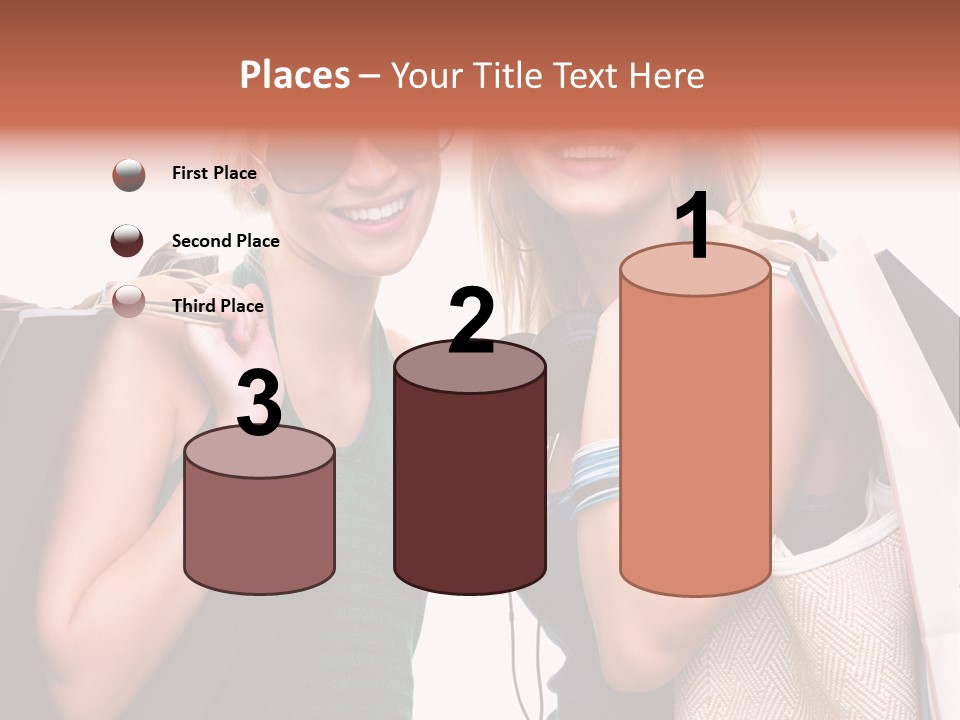 Two Beautiful Young Women Holding Shopping Bags Powerpoint Template PowerPoint Template