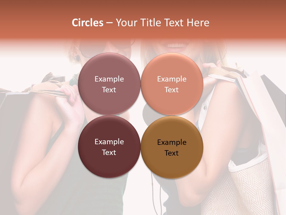 Two Beautiful Young Women Holding Shopping Bags Powerpoint Template PowerPoint Template