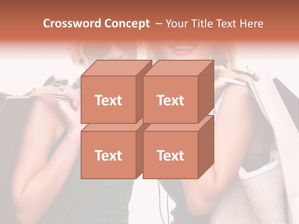 Two Beautiful Young Women Holding Shopping Bags Powerpoint Template PowerPoint Template