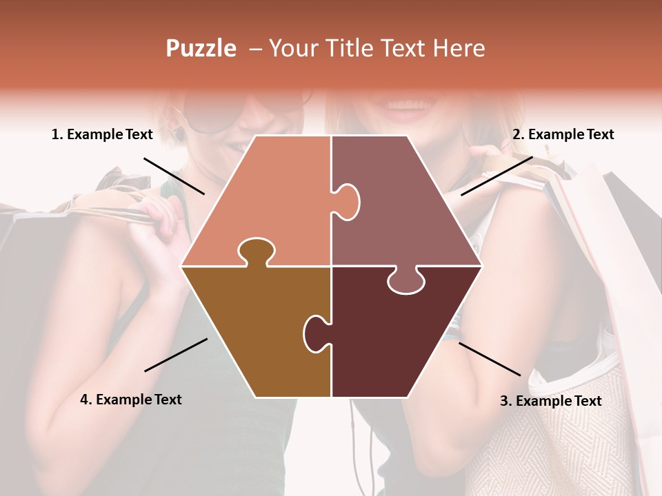 Two Beautiful Young Women Holding Shopping Bags Powerpoint Template PowerPoint Template