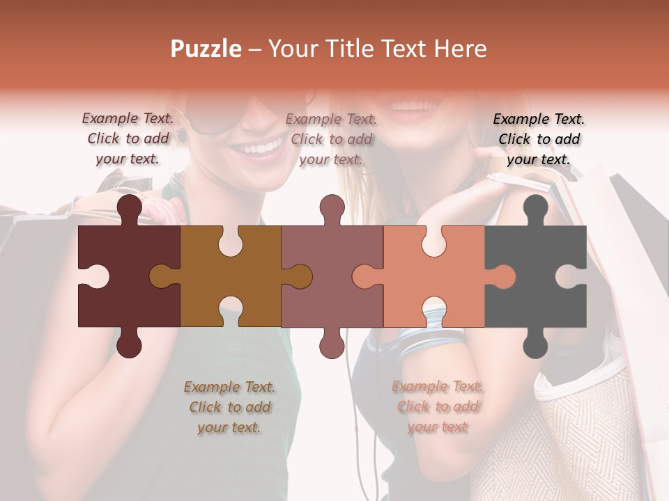 Two Beautiful Young Women Holding Shopping Bags Powerpoint Template PowerPoint Template