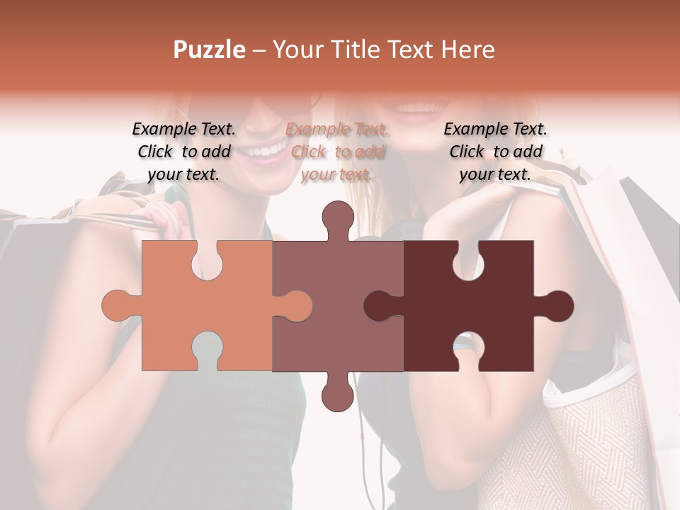 Two Beautiful Young Women Holding Shopping Bags Powerpoint Template PowerPoint Template