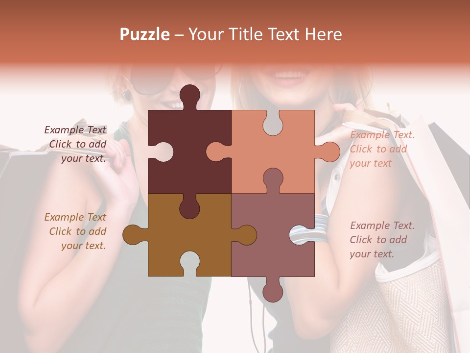 Two Beautiful Young Women Holding Shopping Bags Powerpoint Template PowerPoint Template