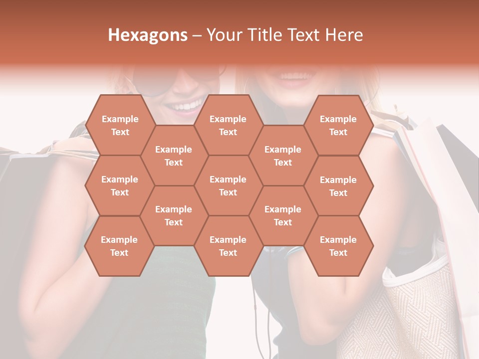 Two Beautiful Young Women Holding Shopping Bags Powerpoint Template PowerPoint Template