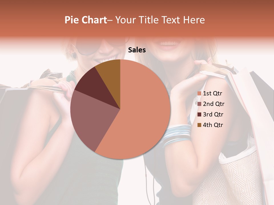 Two Beautiful Young Women Holding Shopping Bags Powerpoint Template PowerPoint Template