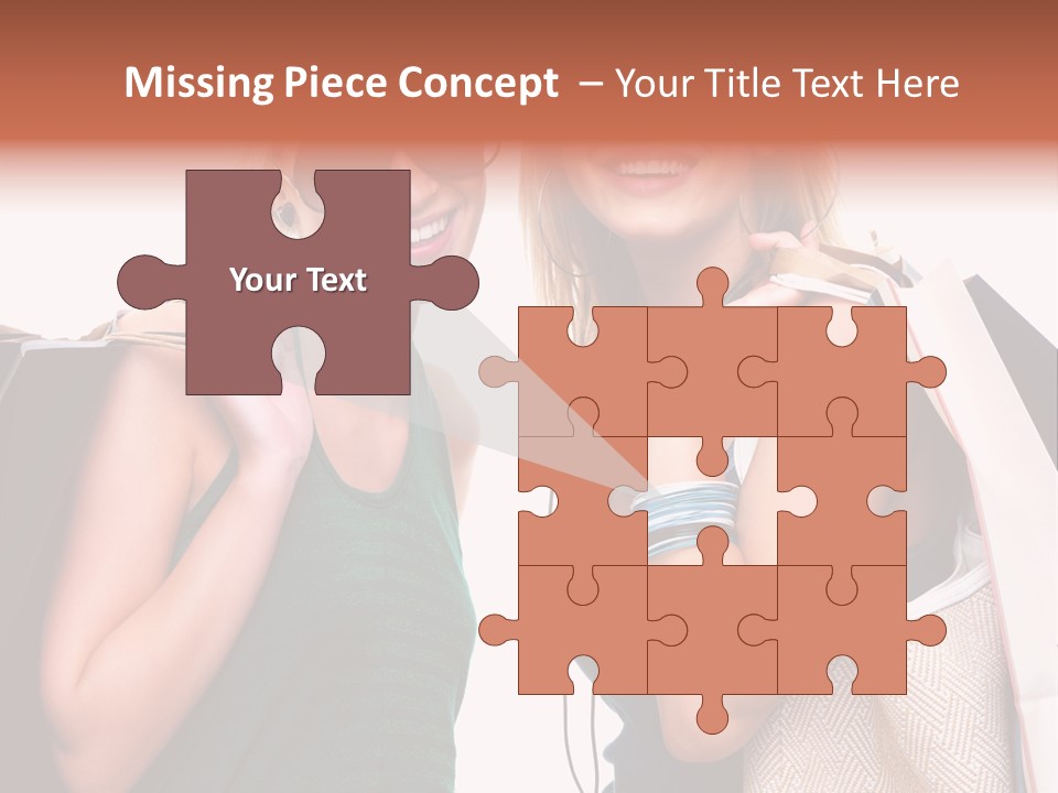 Two Beautiful Young Women Holding Shopping Bags Powerpoint Template PowerPoint Template