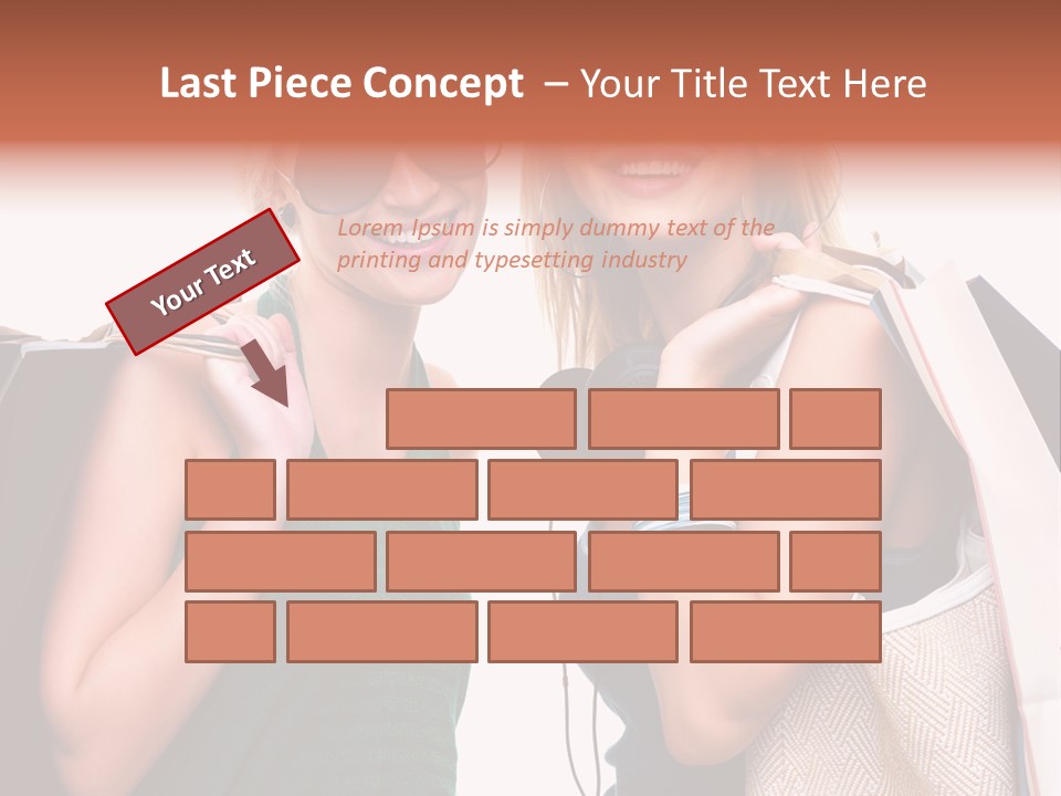 Two Beautiful Young Women Holding Shopping Bags Powerpoint Template PowerPoint Template