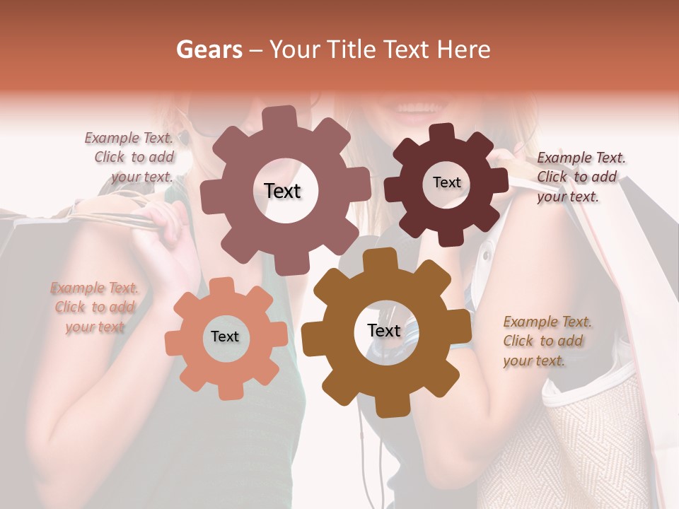 Two Beautiful Young Women Holding Shopping Bags Powerpoint Template PowerPoint Template