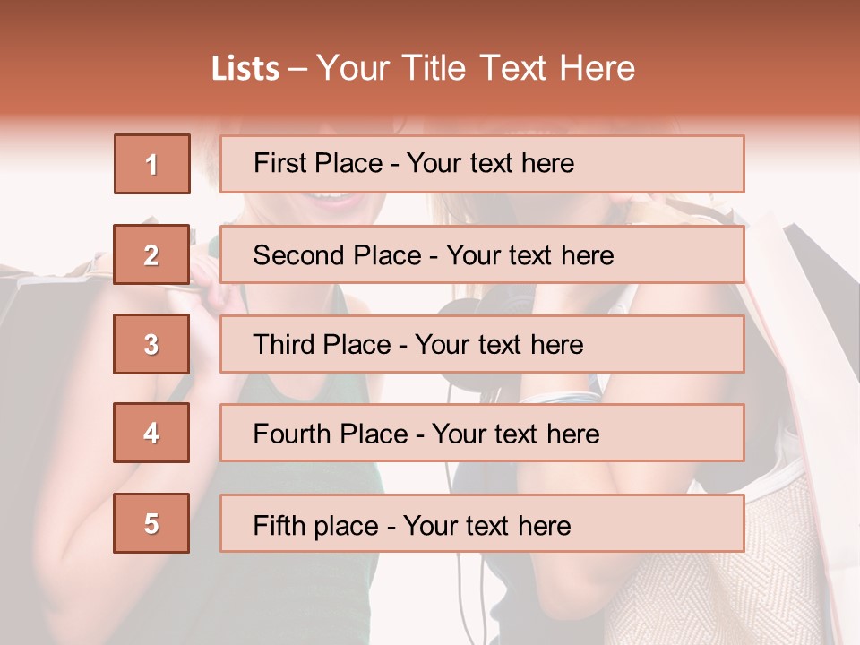 Two Beautiful Young Women Holding Shopping Bags Powerpoint Template PowerPoint Template