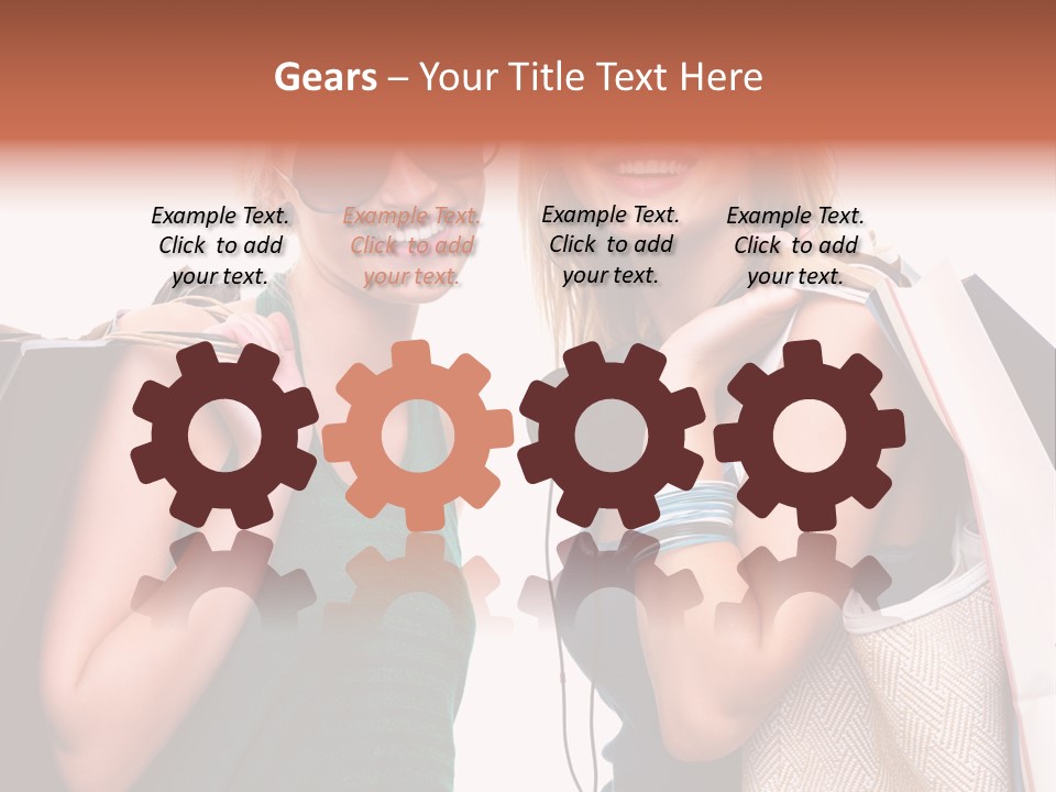 Two Beautiful Young Women Holding Shopping Bags Powerpoint Template PowerPoint Template