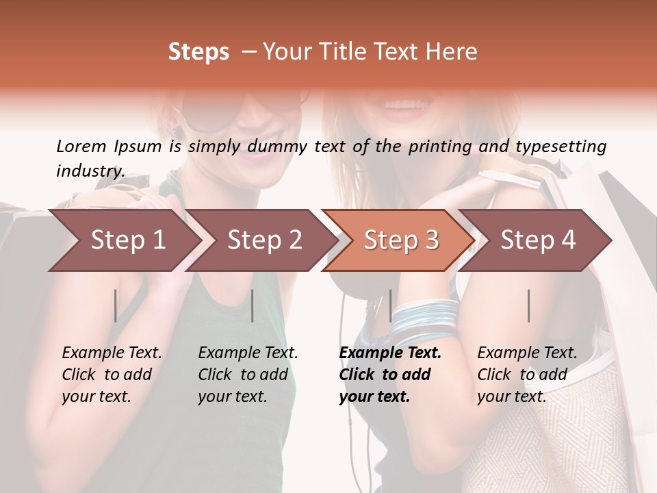 Two Beautiful Young Women Holding Shopping Bags Powerpoint Template PowerPoint Template