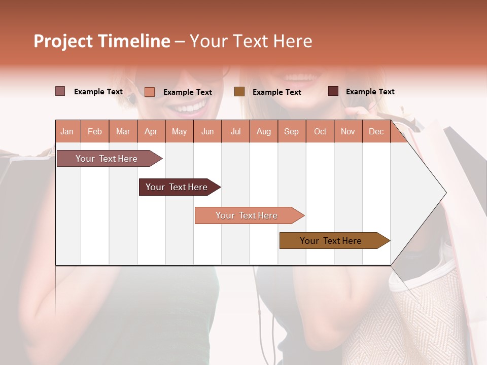 Two Beautiful Young Women Holding Shopping Bags Powerpoint Template PowerPoint Template