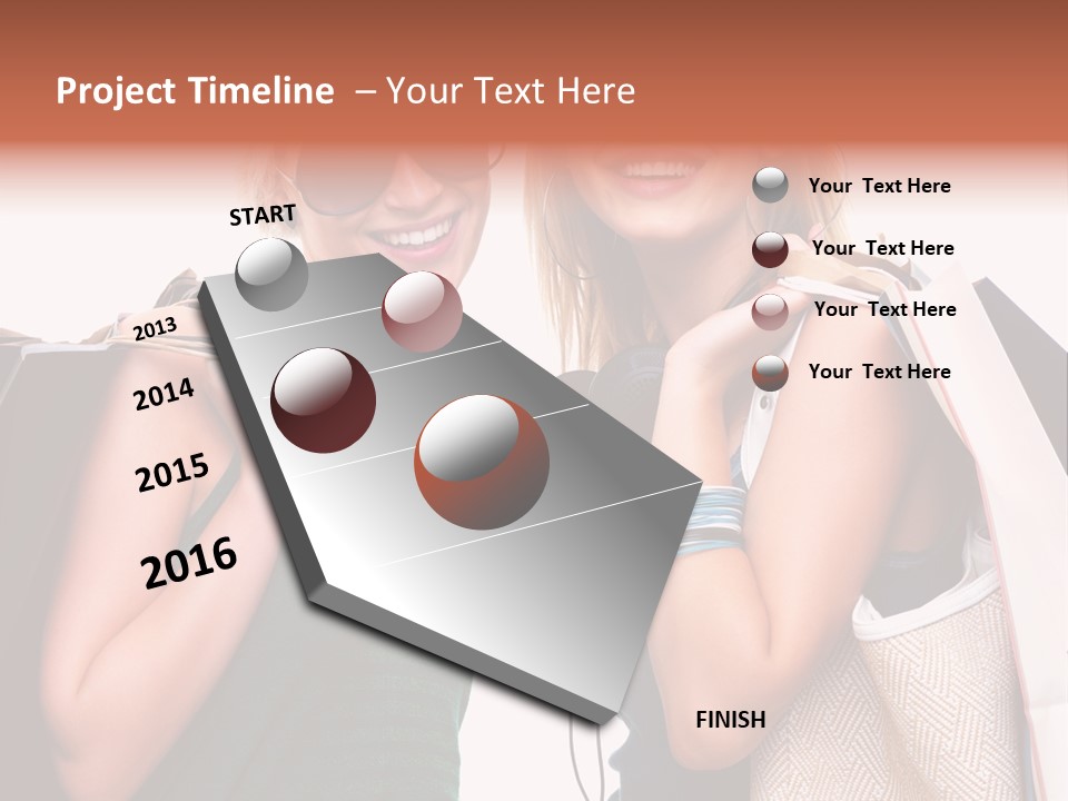 Two Beautiful Young Women Holding Shopping Bags Powerpoint Template PowerPoint Template