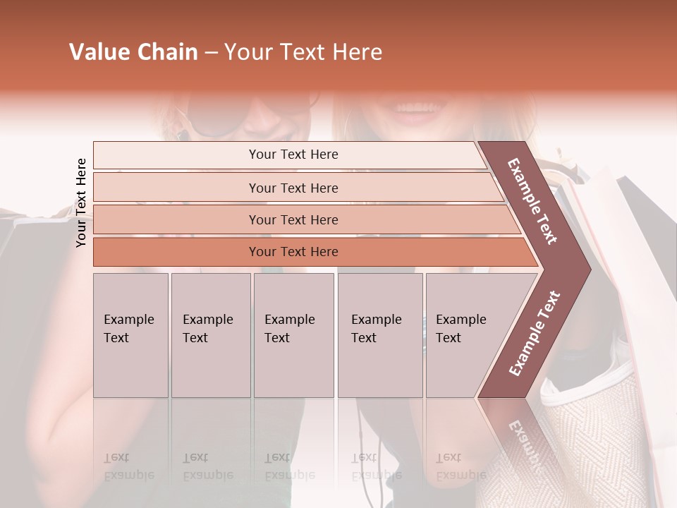 Two Beautiful Young Women Holding Shopping Bags Powerpoint Template PowerPoint Template