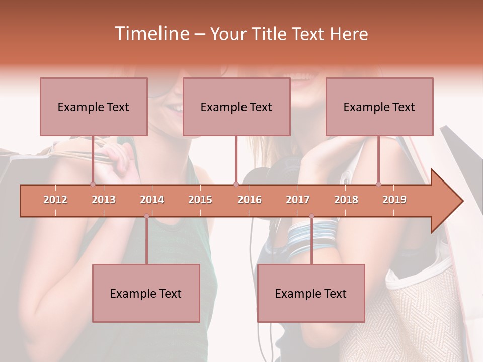 Two Beautiful Young Women Holding Shopping Bags Powerpoint Template PowerPoint Template