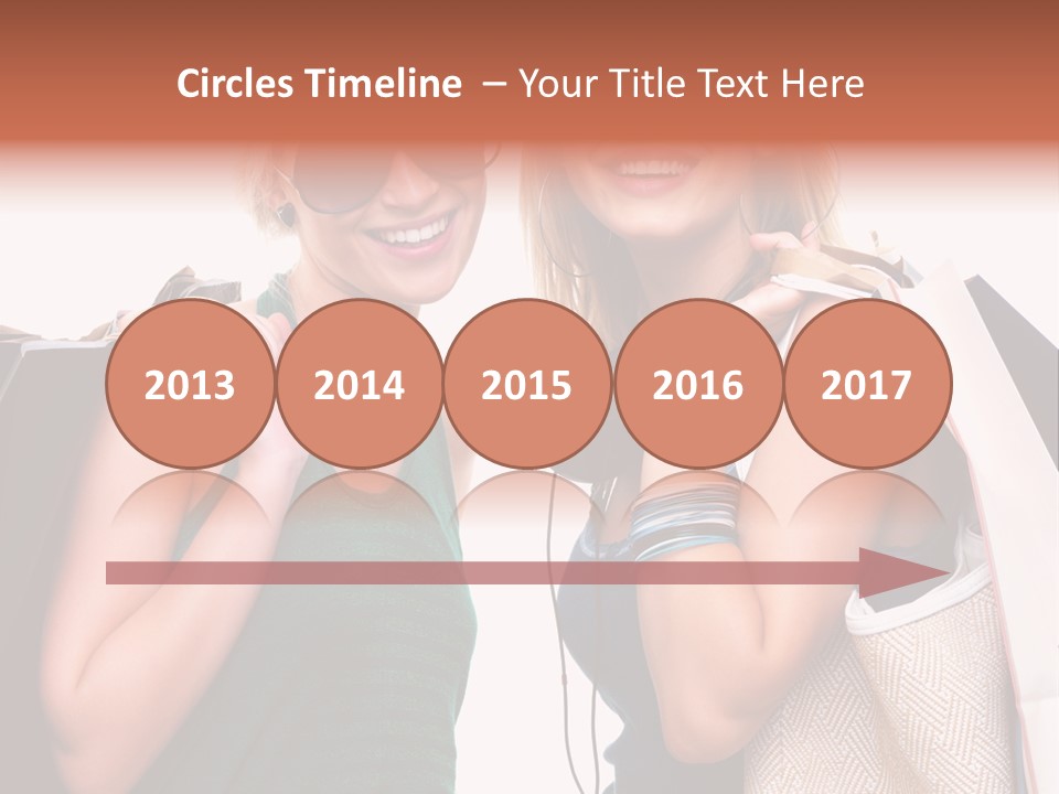 Two Beautiful Young Women Holding Shopping Bags Powerpoint Template PowerPoint Template