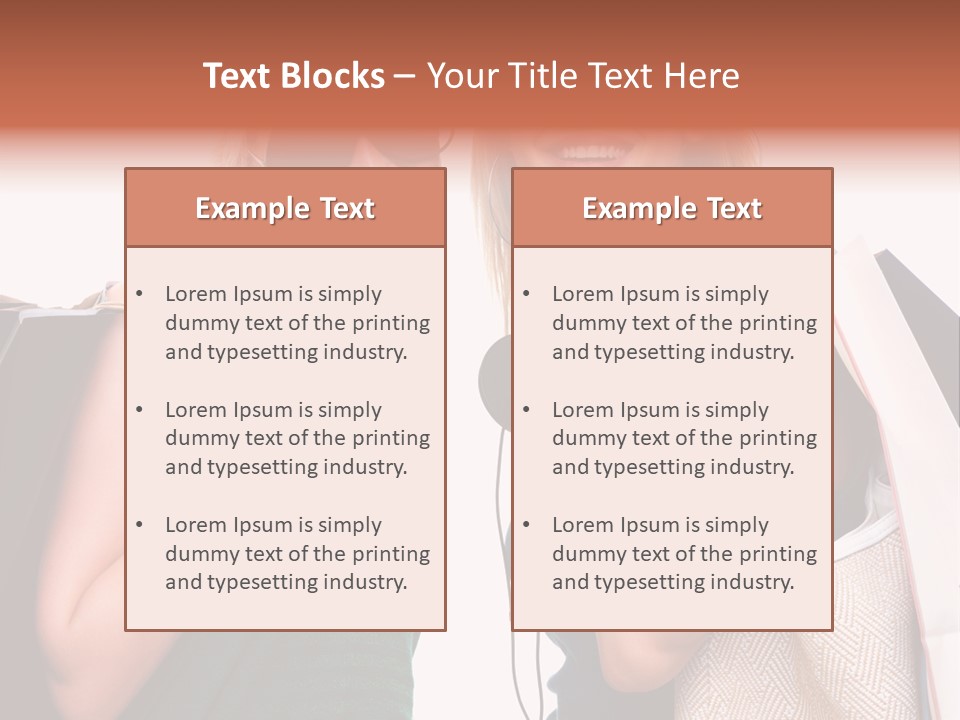 Two Beautiful Young Women Holding Shopping Bags Powerpoint Template PowerPoint Template