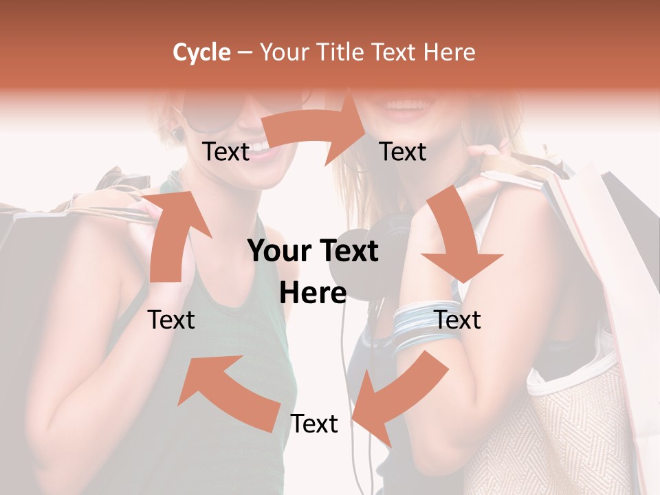 Two Beautiful Young Women Holding Shopping Bags Powerpoint Template PowerPoint Template