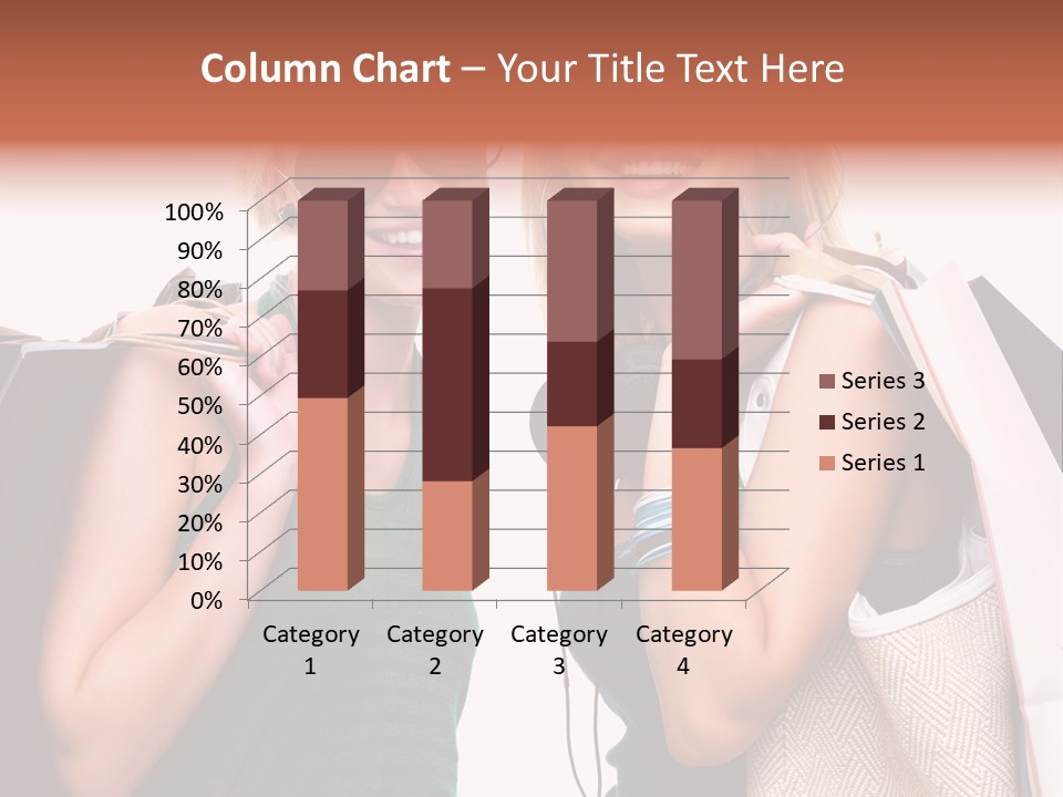 Two Beautiful Young Women Holding Shopping Bags Powerpoint Template PowerPoint Template