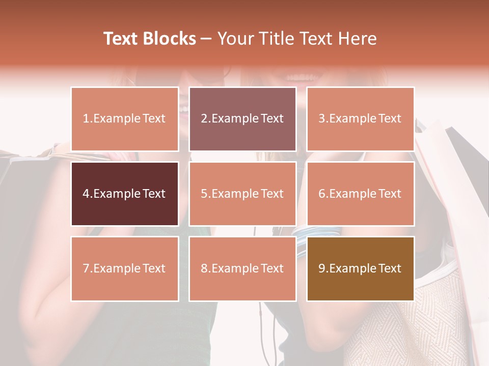 Two Beautiful Young Women Holding Shopping Bags Powerpoint Template PowerPoint Template