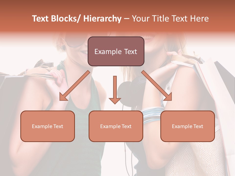 Two Beautiful Young Women Holding Shopping Bags Powerpoint Template PowerPoint Template