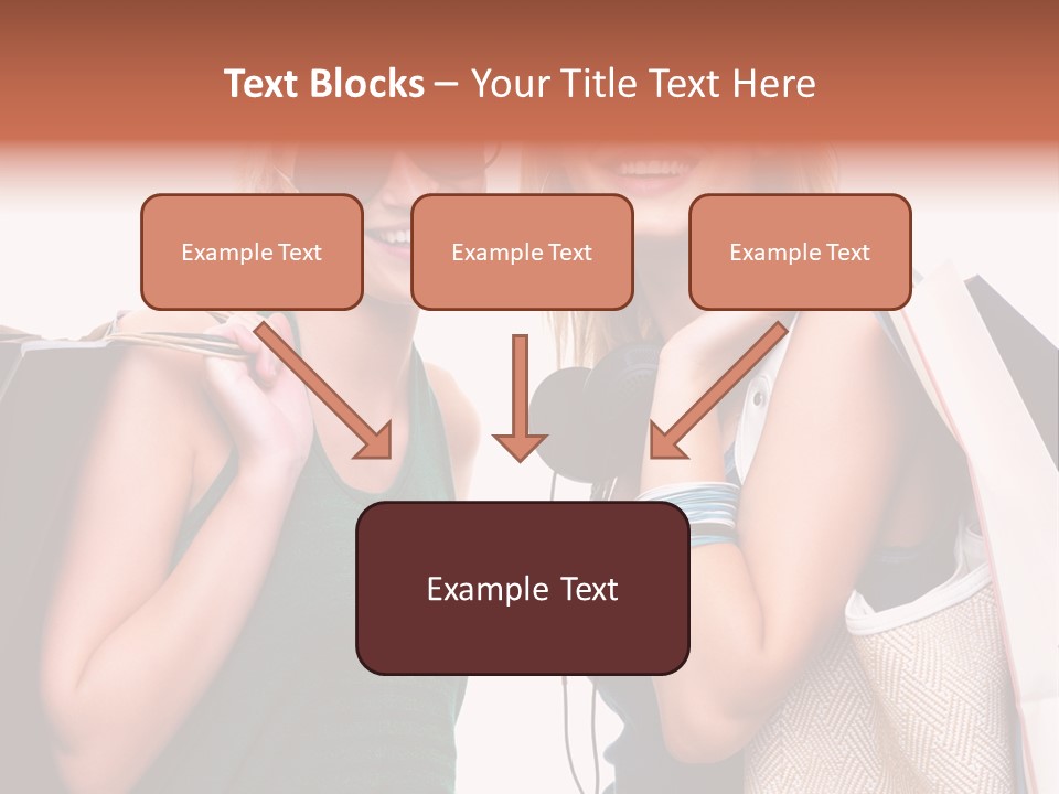 Two Beautiful Young Women Holding Shopping Bags Powerpoint Template PowerPoint Template