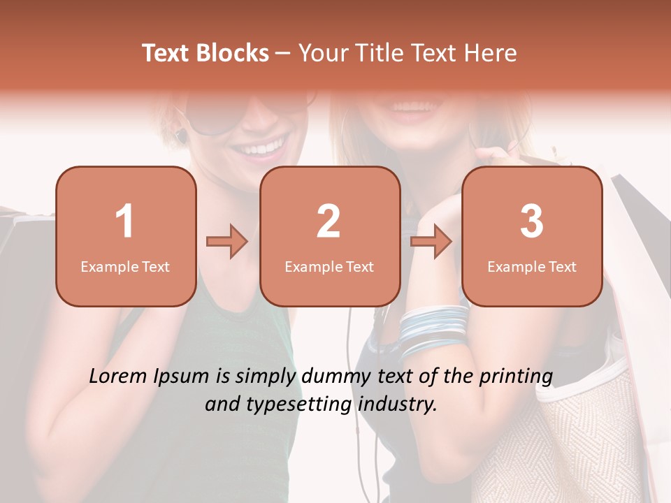 Two Beautiful Young Women Holding Shopping Bags Powerpoint Template PowerPoint Template