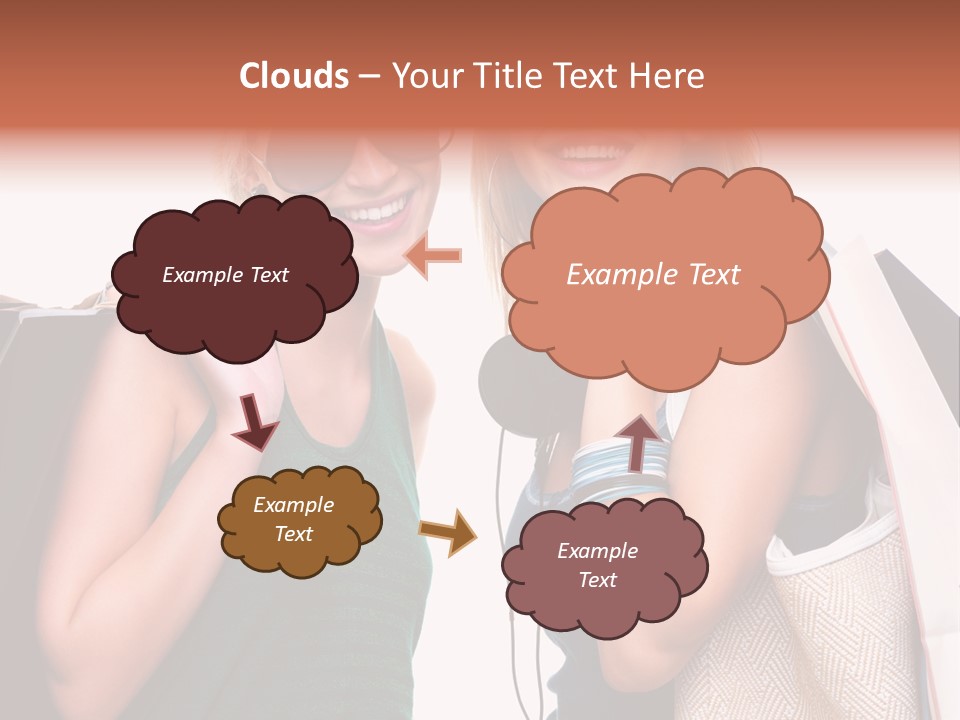 Two Beautiful Young Women Holding Shopping Bags Powerpoint Template PowerPoint Template