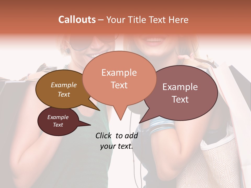 Two Beautiful Young Women Holding Shopping Bags Powerpoint Template PowerPoint Template