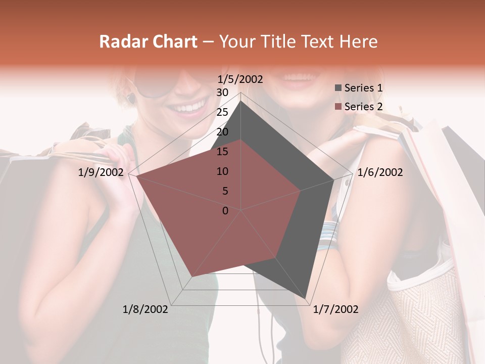 Two Beautiful Young Women Holding Shopping Bags Powerpoint Template PowerPoint Template