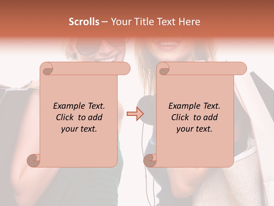 Two Beautiful Young Women Holding Shopping Bags Powerpoint Template PowerPoint Template