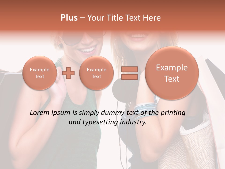 Two Beautiful Young Women Holding Shopping Bags Powerpoint Template PowerPoint Template