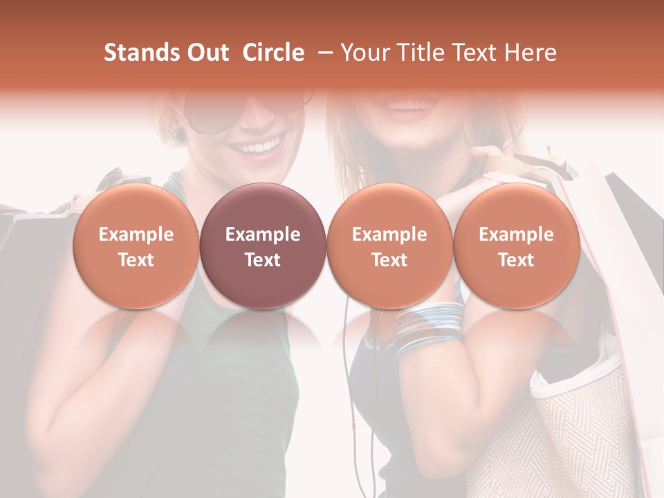 Two Beautiful Young Women Holding Shopping Bags Powerpoint Template PowerPoint Template