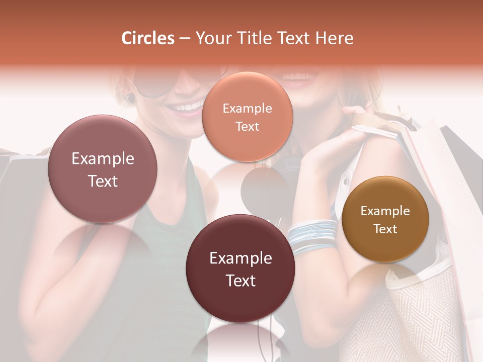 Two Beautiful Young Women Holding Shopping Bags Powerpoint Template PowerPoint Template