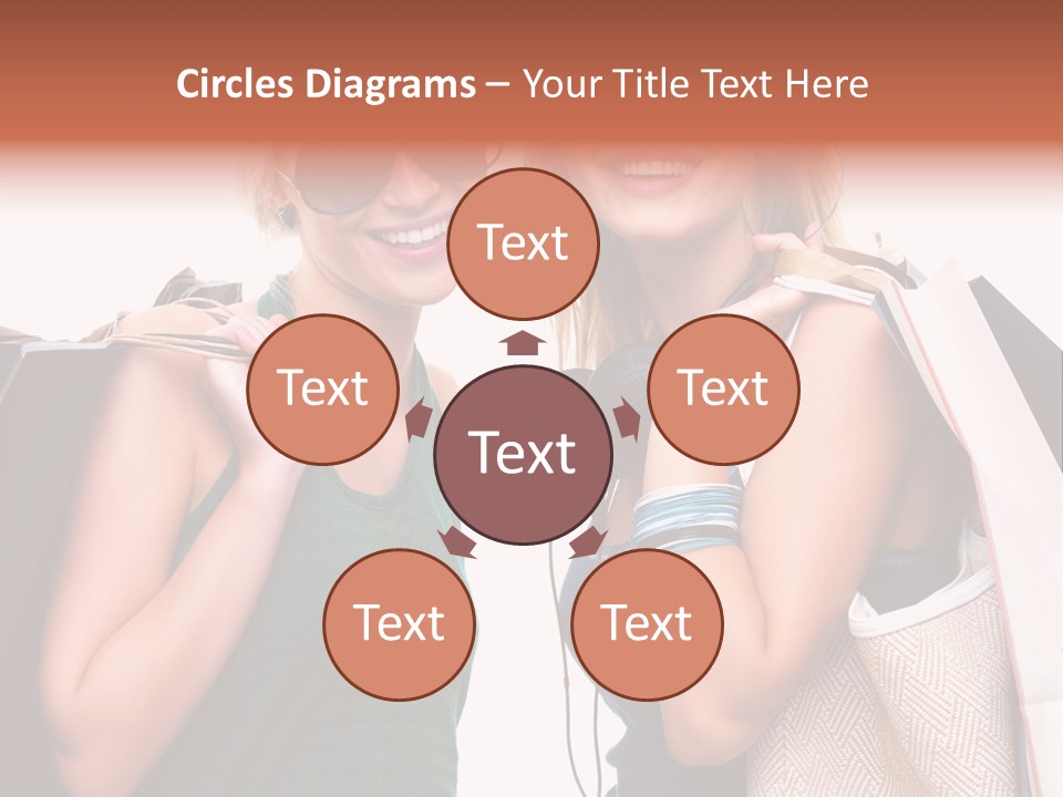 Two Beautiful Young Women Holding Shopping Bags Powerpoint Template PowerPoint Template