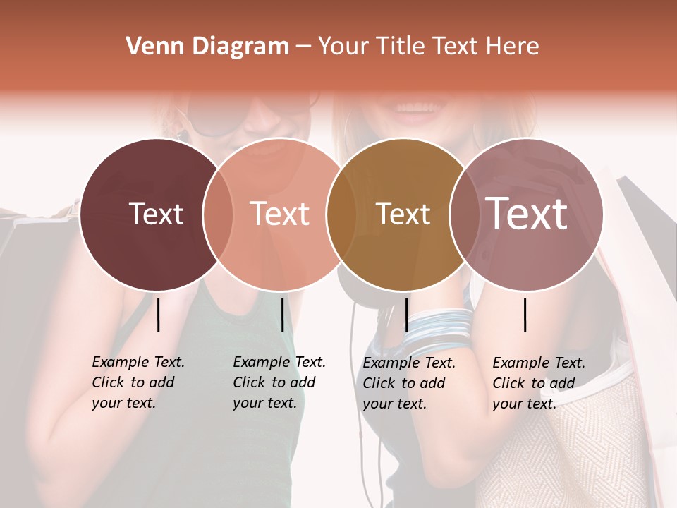 Two Beautiful Young Women Holding Shopping Bags Powerpoint Template PowerPoint Template