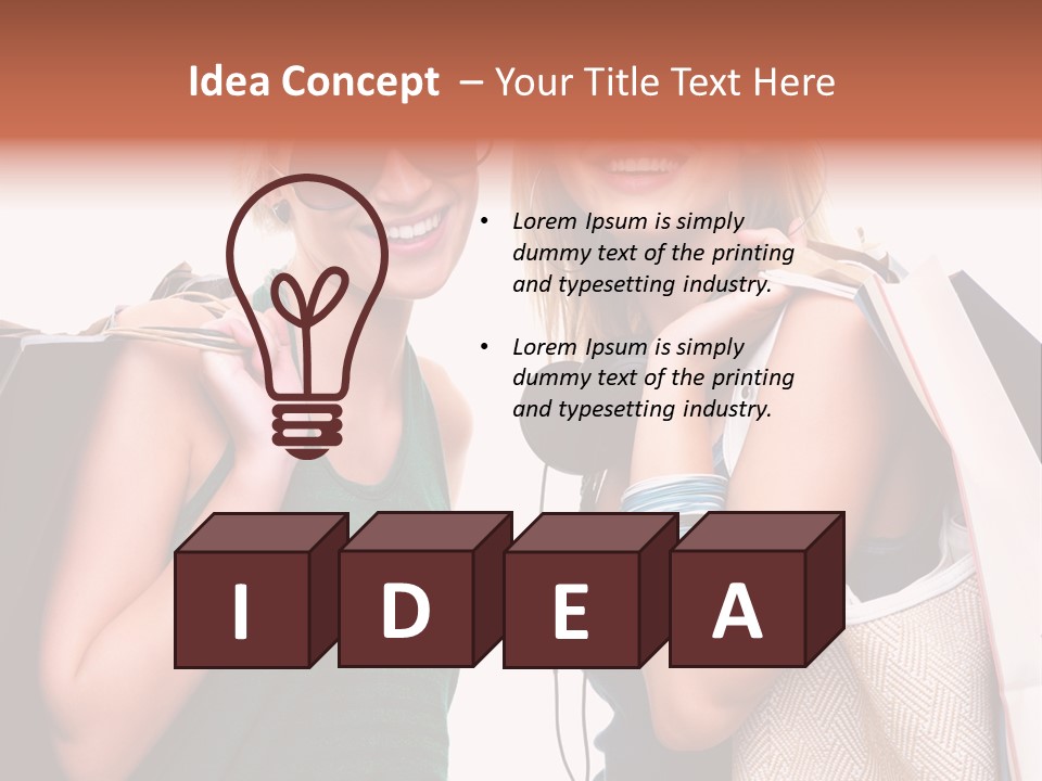 Two Beautiful Young Women Holding Shopping Bags Powerpoint Template PowerPoint Template