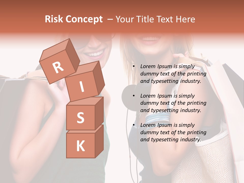 Two Beautiful Young Women Holding Shopping Bags Powerpoint Template PowerPoint Template