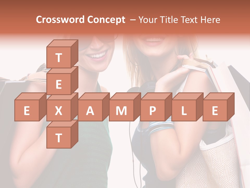 Two Beautiful Young Women Holding Shopping Bags Powerpoint Template PowerPoint Template