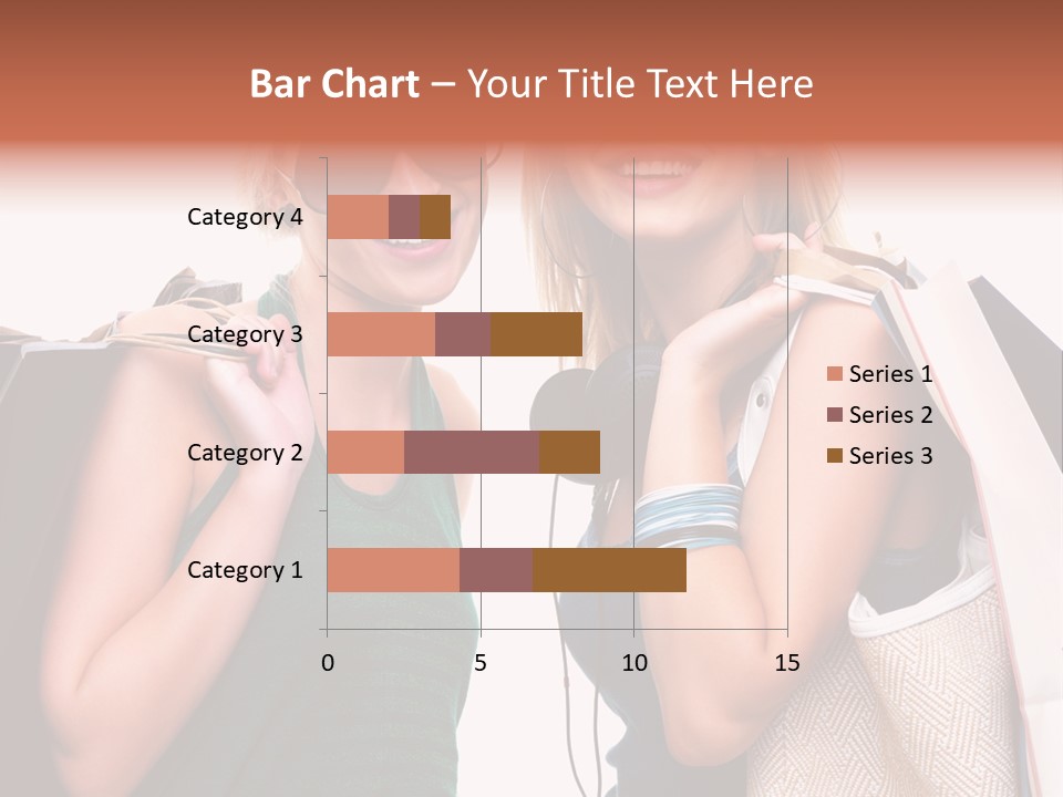 Two Beautiful Young Women Holding Shopping Bags Powerpoint Template PowerPoint Template