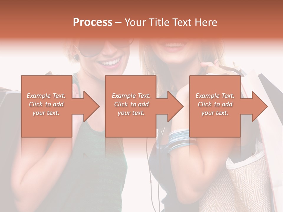 Two Beautiful Young Women Holding Shopping Bags Powerpoint Template PowerPoint Template