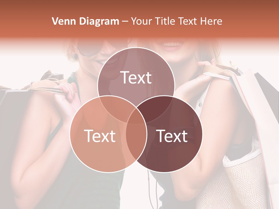 Two Beautiful Young Women Holding Shopping Bags Powerpoint Template PowerPoint Template