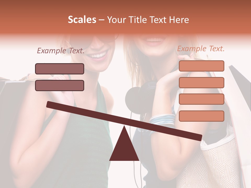 Two Beautiful Young Women Holding Shopping Bags Powerpoint Template PowerPoint Template