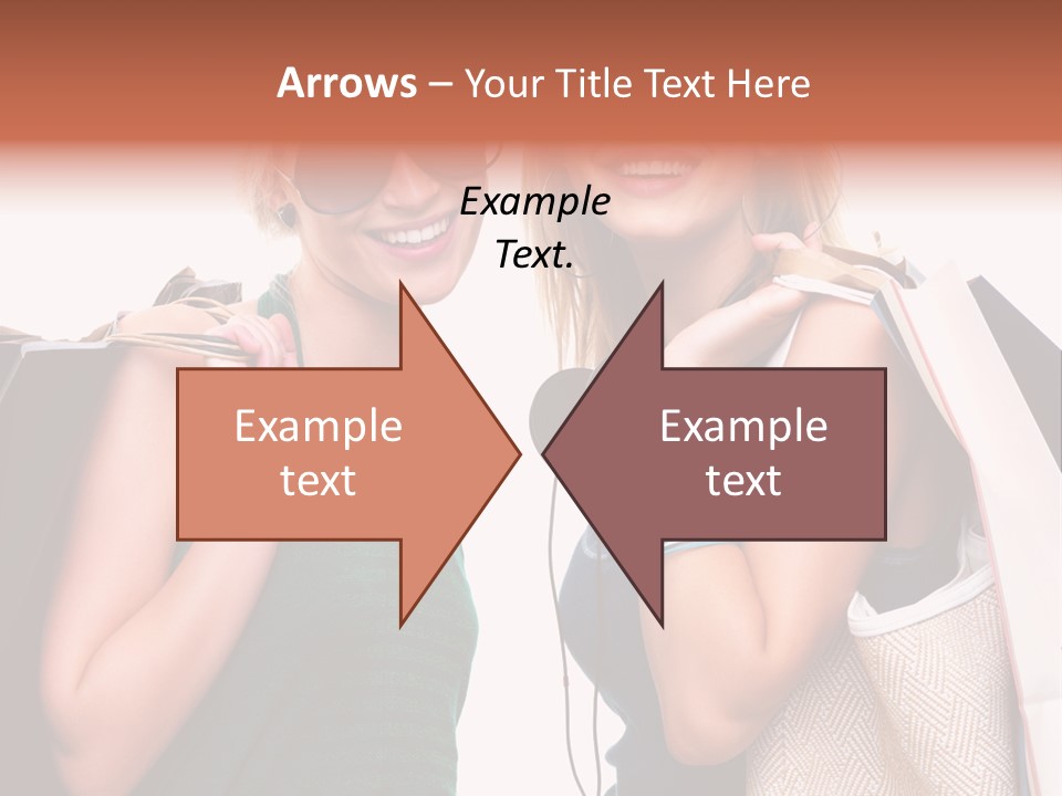 Two Beautiful Young Women Holding Shopping Bags Powerpoint Template PowerPoint Template