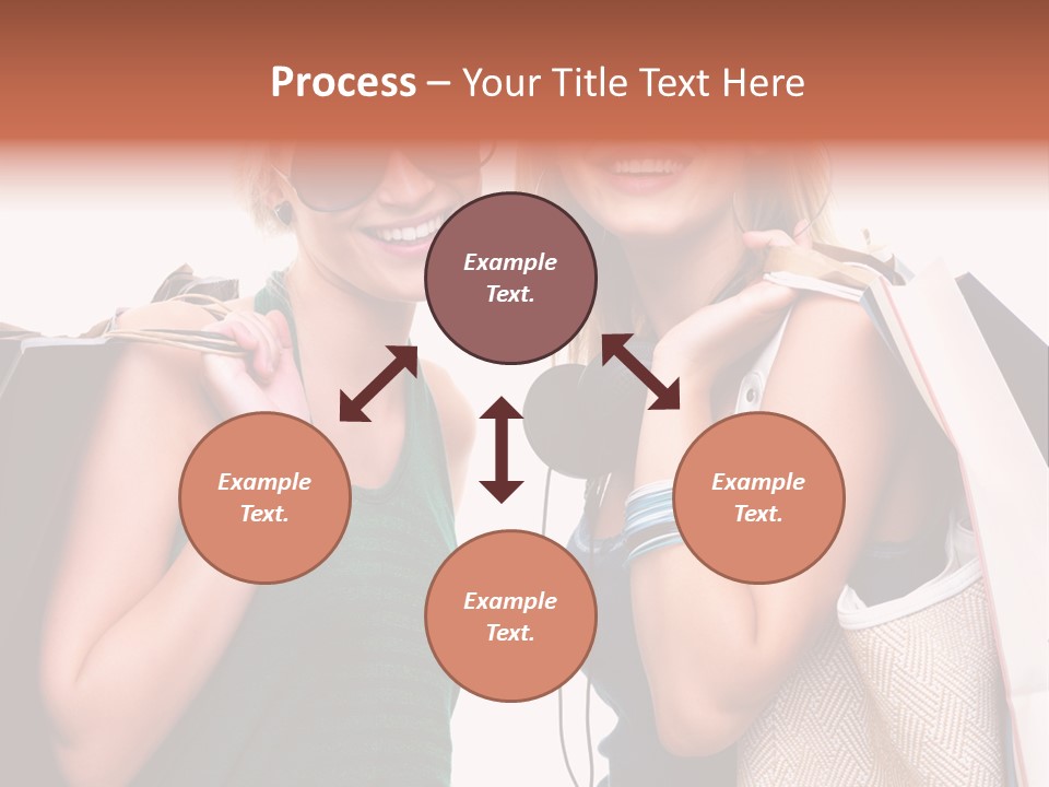 Two Beautiful Young Women Holding Shopping Bags Powerpoint Template PowerPoint Template