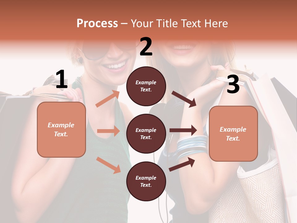 Two Beautiful Young Women Holding Shopping Bags Powerpoint Template PowerPoint Template