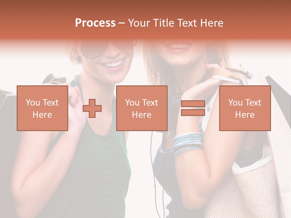 Two Beautiful Young Women Holding Shopping Bags Powerpoint Template PowerPoint Template